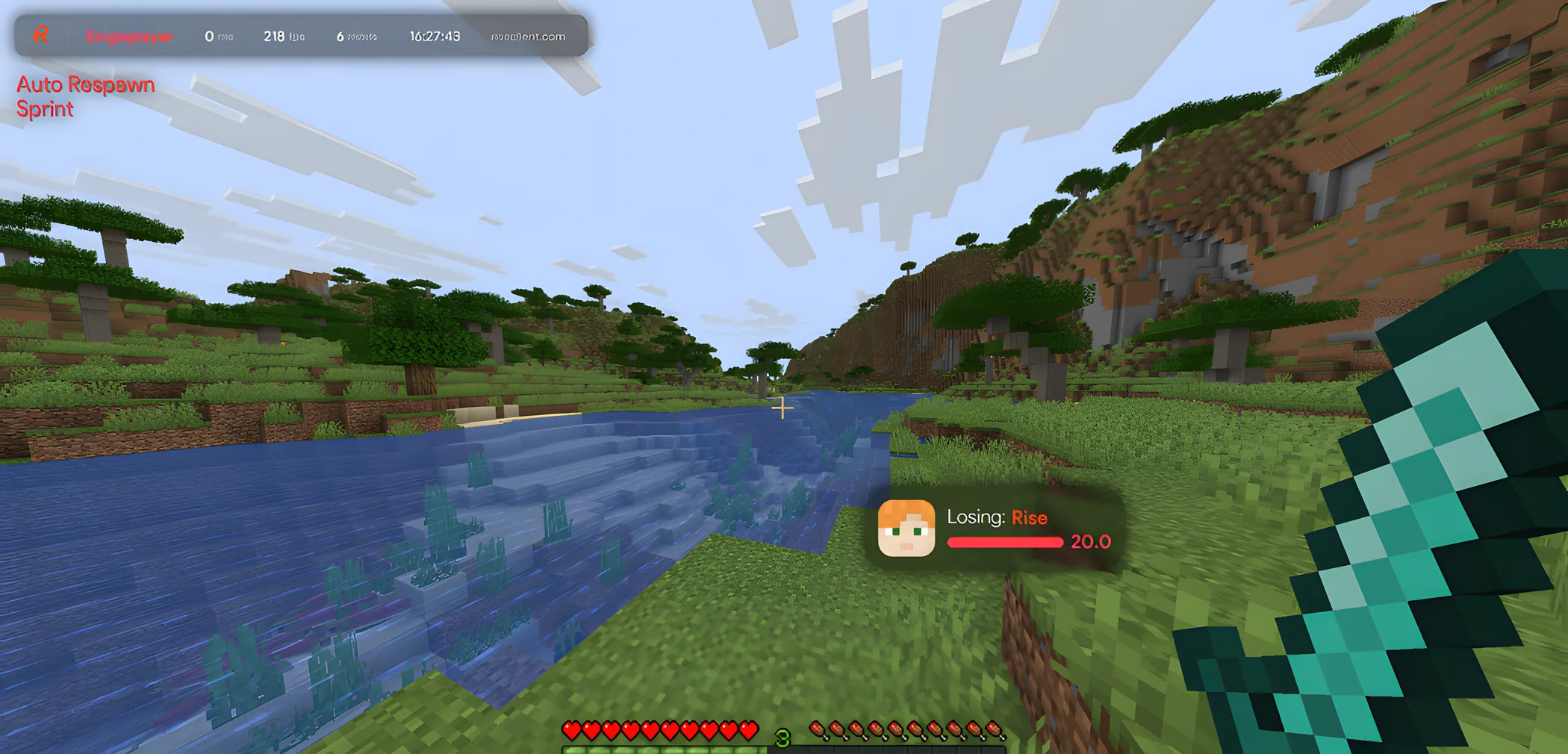 Rise in game: the target HUD tracking an opponent's health mid-fight